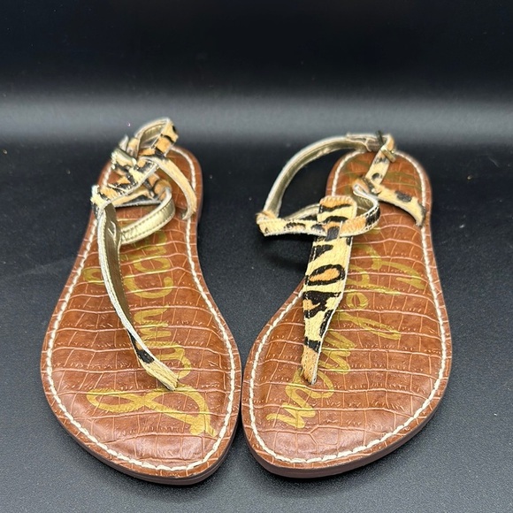 Sam Edelman Gigi thong sandal leopard Brahma hair leather size 5.5 - Picture 3 of 7